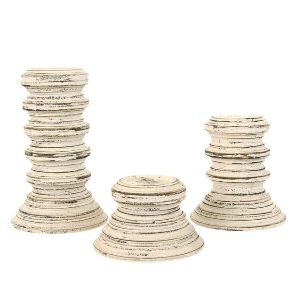 Rustic Farmhouse Tiered Wooden Candle Holders – Small, Medium & Large - set of 3